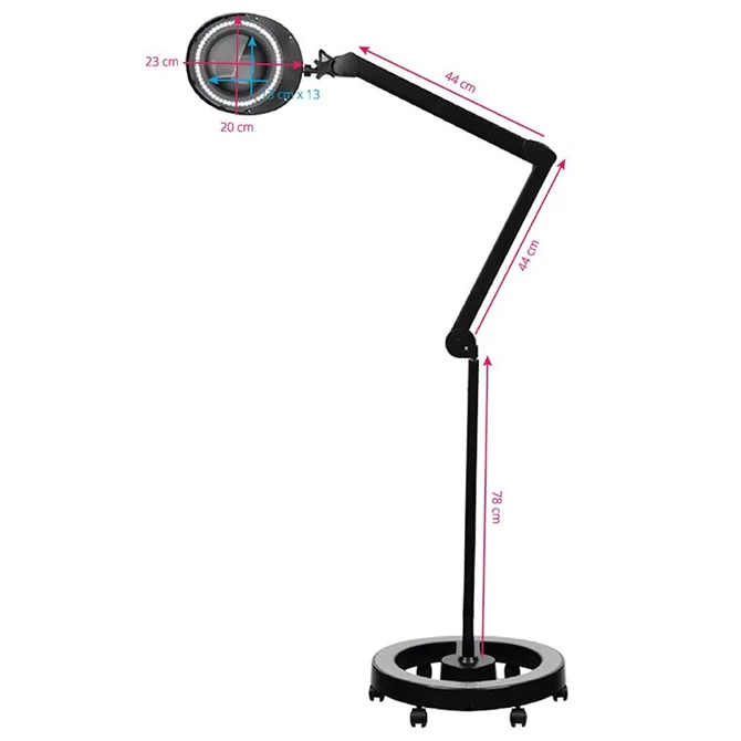 Elegante 6025 60 LED SMD 5D crna svjetiljka s povećalom i bazom