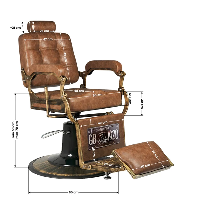 Brijačka stolica Boss Old Leather, svijetlo smeđa