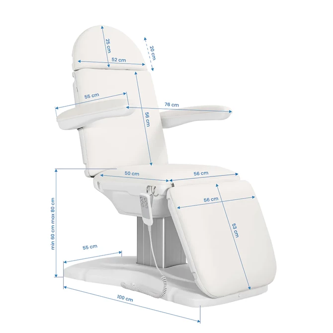 Električna kozmetička stolica SILLON Eclipse, 3 motora, bijela