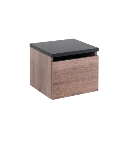 Black & oak floating drawer