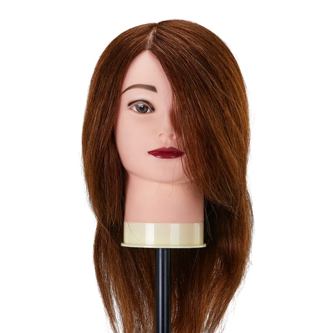 Frizerska trening lutka, prirodna kosa, boja 4#, duljina 40 cm