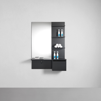 Frizerska zidna radna jedinica SALON STATION LIFT, crna